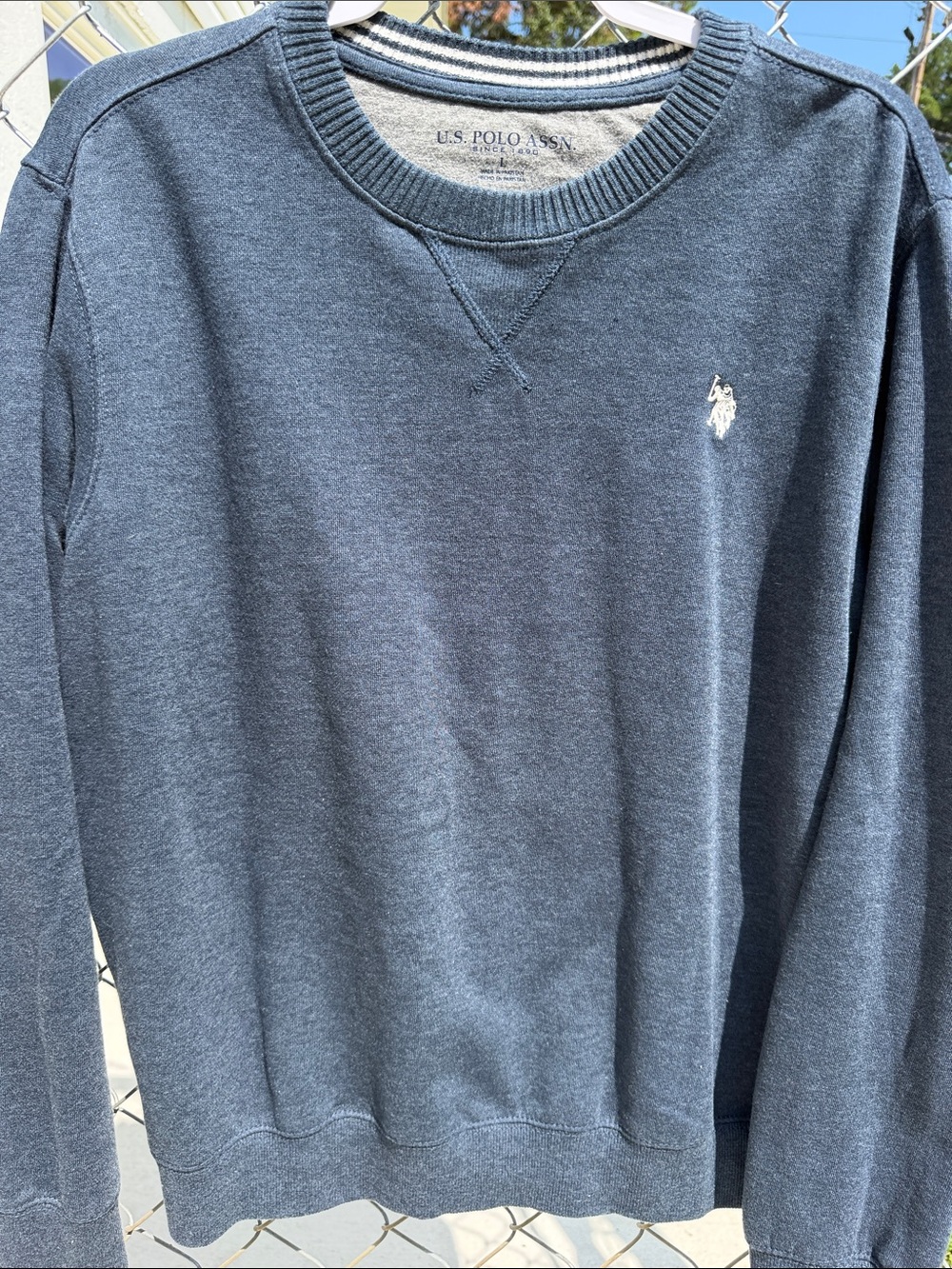 U.S. Polo Assn. Men's Heather Navy Crewneck Sweatshirt